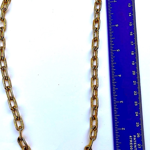 GOLD PAPER CLIP NECKLACE CHAIN 24”x 1/3” ETCH DESIGN LINKS MONET NEW VINTAGE - Picture 8 of 13